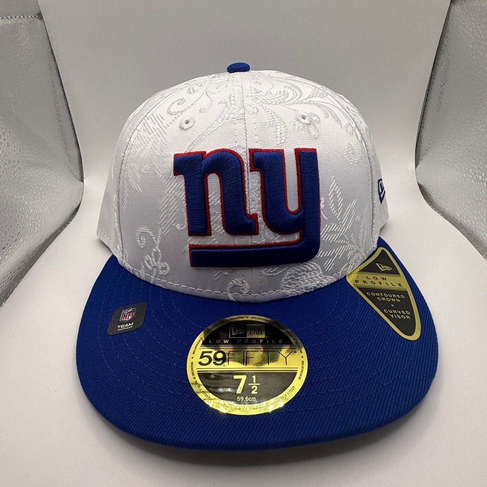 New York Giants New Era 59FIFTY Low Profile Floral Fitted Hat 7 1/2 White Blue